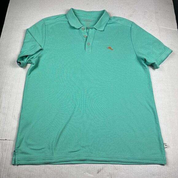 Tommy Bahama Mens Island Zone Polo Shirt Green Short Sleeve Preppy Top LARGE - Picture 1 of 10